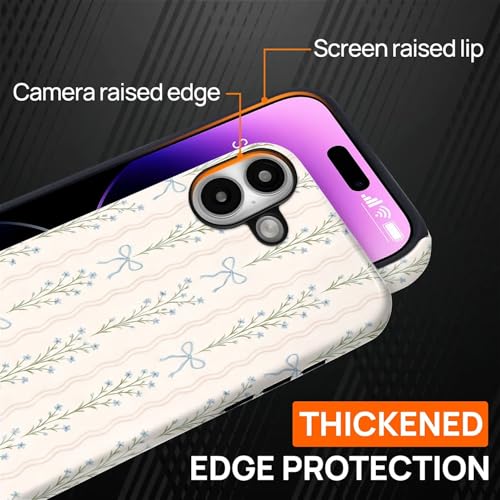 Magnetic for iPhone 16 Case,[Compatible with Magsafe] Dual Layer Protective Heavy Duty Shockproof Rugged Drop Protection Bumper Hybrid Case - Blue Bow Stripes - color: Blue Bow Stripes, size: iPhone 16