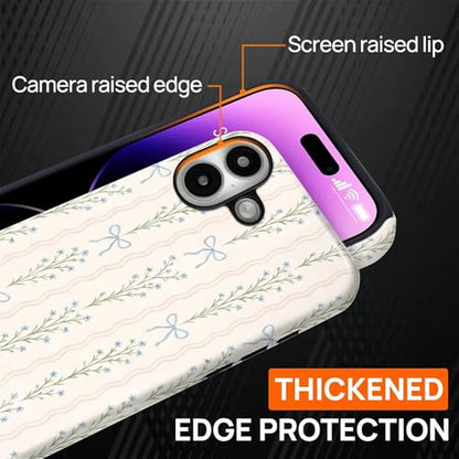 Magnetic for iPhone 16 Case,[Compatible with Magsafe] Dual Layer Protective Heavy Duty Shockproof Rugged Drop Protection Bumper Hybrid Case - Blue Bow Stripes - color: Blue Bow Stripes, size: iPhone 16