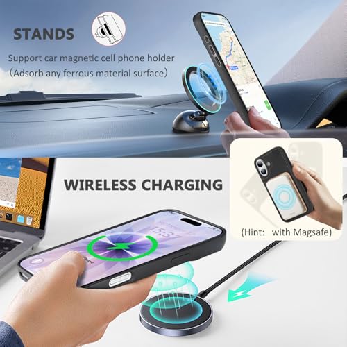 for iPhone 17 Wallet Case, Detachable Magnetic Phone Case,Faux Leather Strap Wallet,with RFID Blocking，Zipper Card Holder，Shoulder Straps(Black) - color: Black, size: iPhone 17