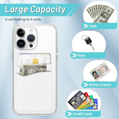 SHANSHUI Phone Wallet, Strong Adhesive Silicone Wallet Sleeve Pocket ID Credit Card Holder Stick on Fit for iPhone & All Smartphones White - color: Whitex3