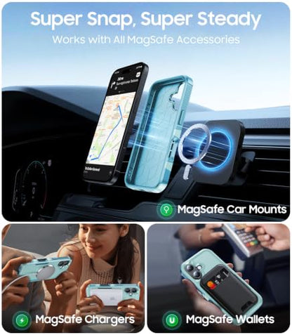 Magnetic for iPhone 17 Case Dual-Layer Shockproof Mintgreen | Military-Grade Heavy Duty Protection, Fit for Magsafe, Matte Finish Scratch Resistant Anti-Fingerprint, Anti-Slip Phone Cover - color: Mintgreen