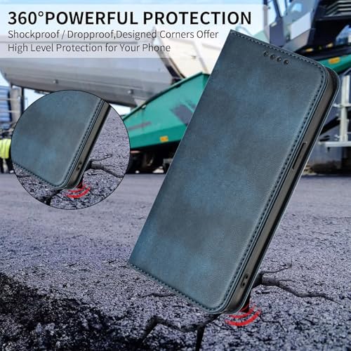 Wallet Case Leather Compatible with Galaxy A20E, Leather RFID Blocking Credit Card Slot Phone Cover Bumper Case Ultra Slim Magnetic Case mit Stand Function Compatible with Samsung Galaxy A20E/A10E - color: Blue