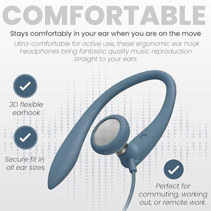 PHILIPS SHS3200BL Flexible Earhook Headphones, Blue - color: Blue, style: 3.5MM NO-MIC