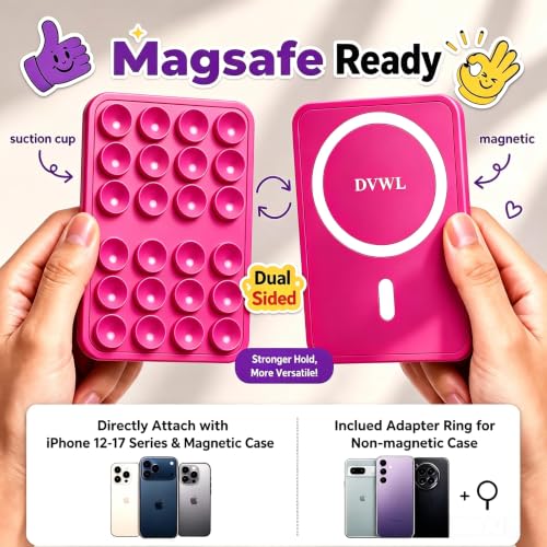 2026 Upgraded Magnetic Suction Sticky Phone Grip for Magsafe, Hot Pink - color: Hot Pink