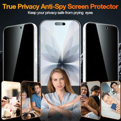 YMHML 3 Pack Compatible for iPhone 17 Privacy Screen Protector Tempered Glass + 1 Set of Camera Lens Protector, 25°Anti Spy, [Top 9H+ Military Grade Shatterproof] [Bubble Free, Auto-Dust Removal] - size: iPhone 17-6.3 Inch