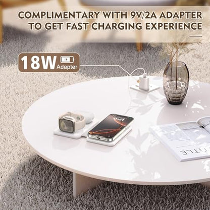 Charging Station for Apple Devices: Magnetic Wireless Charger for iPhone - color: White