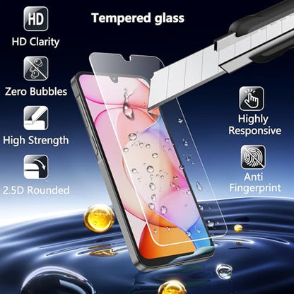 Phone Case for Samsung Galaxy A17 5G Case, Samsung A17 5G Case with Tempered Glass Screen Protector, Soft Flexible TPU Slim Fit Shockproof Phone Cover for Women Men Girl Boy (Clear-Daisy) - color: Clear-Daisy