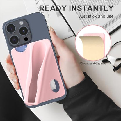 DOB SECHS Large Silicone Lip Holder with Card Holder Compatible with Summer Fridays, Tower 28, Laneige Lipstick Lip Glaze Phone Case Back Stick On Holder for iPhone and Android Smartphones,Pink - color: Pink, size: Large