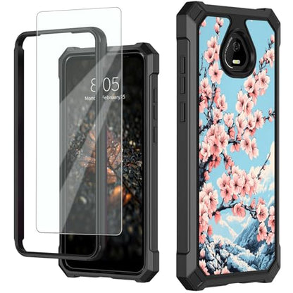 for Schok Volt Sv67q Sv67332 Case with Screen Protector, Military Grade Drop Protection, Dual Layer Hybrid Shockproof Protection TPU Phone Case for Schok Volt Sv67q, Peach Blossoms - color: Peach Blossoms