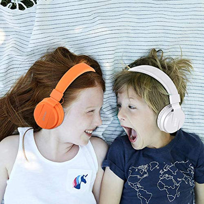 Kids Headphones, Lightweight Stereo Wired Toddler Headphones，Adjustable Headband Children's Headset for Smartphones Computer Pad Earphones(White) - color: White