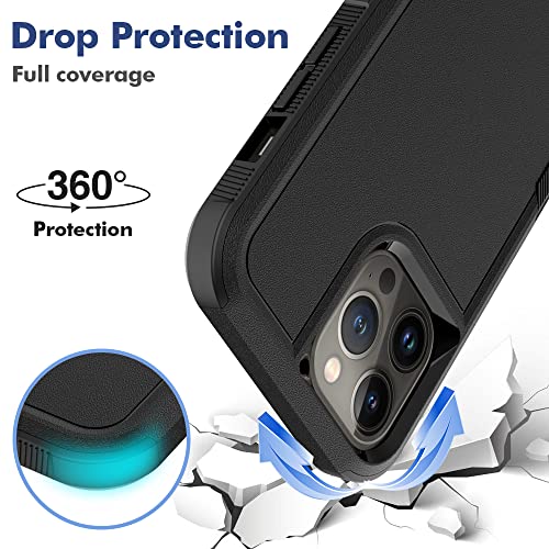 Heavy‑Duty Rugged Anti‑Drop Shockproof Protective Phone Case for iPhone 13 Pro Max, Durable Protective Shell, Black - color: Black, size: iPhone 13 Pro Max