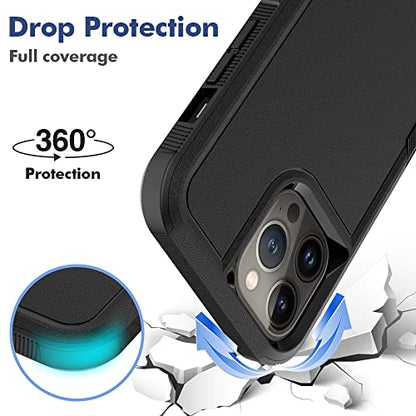 Heavy‑Duty Rugged Anti‑Drop Shockproof Protective Phone Case for iPhone 13 Pro Max, Durable Protective Shell, Black - color: Black, size: iPhone 13 Pro Max