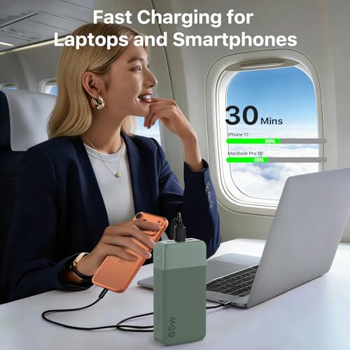 NOBIS Portable Charger 20000mAh 65W Power Bank Fast Charging - color: Green