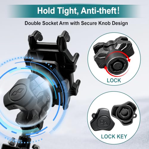 Motorcycle Phone Mount ATV 4 Wheeler Phone Holder Sturdy Hold Anti-theft