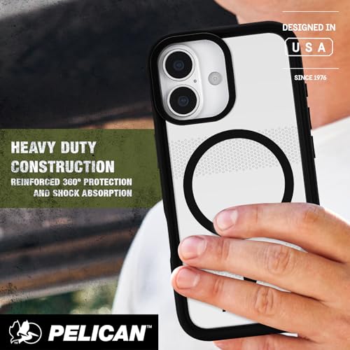 Pelican Protector iPhone 17 Case with Camera Stand - Clear | Rugged MagSafe Phone Case with 16ft Military-Grade Drop Protection - Heavy Duty Magnetic Phone Cover for iPhone 17 - color: Clear - Stand, style: iPhone 17