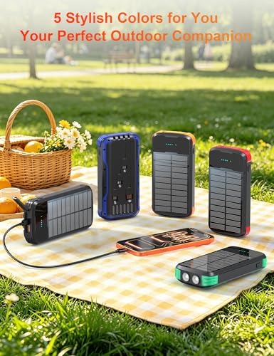 Solar Power Bank 40000mAh PD20W Fast Charging Portable Solar Charger - color: Red
