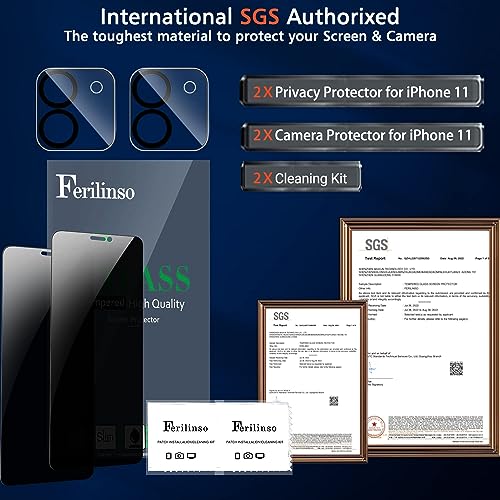 Ferilinso 2 Pack Privacy Screen Protector for iPhone 11, Tempered Glass - size: iPhone 11-6.1 IN