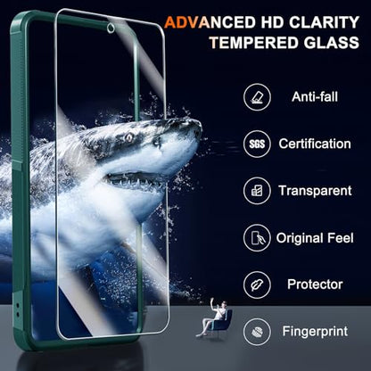 Case Compatible with Moto G Stylus 5G 2024, Full Body Heavy Duty Rugged Shockproof Protective Phone Cover with Lanyard Strap, Tempered Glass Screen Protector, Dark Green | with Tempered Glass Screen Protector+Lanyard Strap,Rugged Shockproof Protective Pho