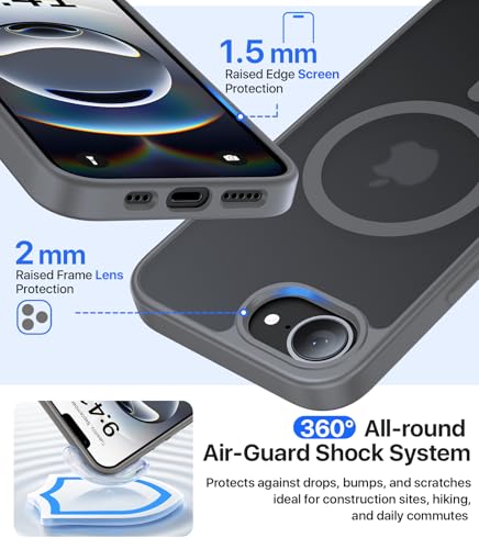 Eastinbox Magnetic iPhone 17e & 16e Case with Stand, Gray | Shockproof, Compatible with MagSafe, Military-Grade Protection, Anti-Yellowing, Phone Case for iPhone 17 e/16 e 6.1" - color: Stand Gray