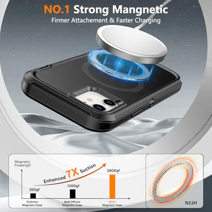 TUTUKII Magnetic for iPhone 12/12 Pro Case with Belt Clip Holster (Black) | MagSafe Compatible, Heavy-Duty Military-Grade Drop Protection, 3-Layer Rugged Shockproof Protective Cover 6.1-Inch - size: iPhone 12 &12 Pro 6.1"