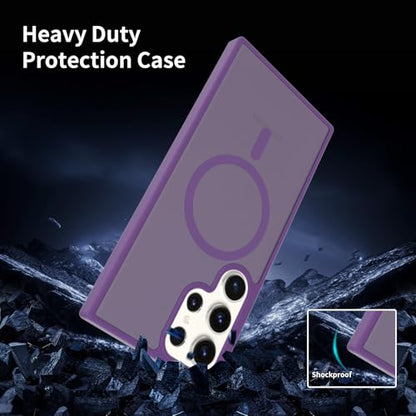 for Samsung Galaxy S23 Ultra Case Magnetic, Compatible with Magsafe 6.8 Inches Slim Fit Heavy Duty Protection Wireless Charging Lightweight Shockproof Anti-Slip Protective Phone Cover, Purple - color: Purple Magnetic