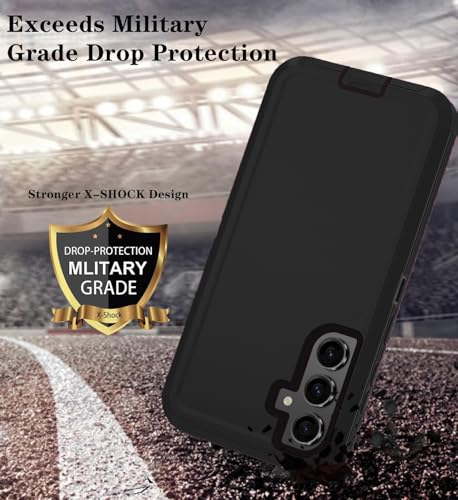Qinmay Phone Case for Samsung Galaxy A37 5G Case with HD Screen Protector, Heavy Duty Shockproof & Dropproof 3-Layer Cover Phone Case for Galaxy A37,Black - color: Black