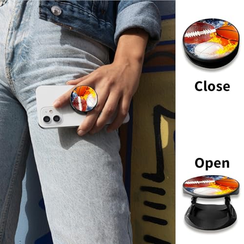 2 Pack Cell Phone Grip with Expanding Kickstand, Basketball Baseball Rugby - color: Basketball Baseball Rugby