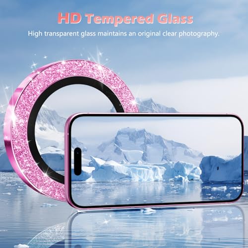 imluckies for iPhone 16 / iPhone 16 Plus Camera Lens Protector, AR+AF Tempered Glass 9H Anti-Scratch Metal Individual Lens Cover, HD Clear Camera Accessories, Glitter Pink - color: Glitter Pink