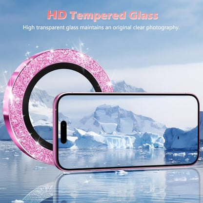 imluckies for iPhone 16 / iPhone 16 Plus Camera Lens Protector, AR+AF Tempered Glass 9H Anti-Scratch Metal Individual Lens Cover, HD Clear Camera Accessories, Glitter Pink - color: Glitter Pink
