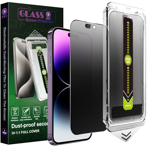 2-Pack Matte Privacy Anti-Spy Screen Protector for iPhone 14 Pro Max/15 Plus/16 Plus (6.7"),Anti-Glare,9H Tempered Glass,Full Coverage,Anti-Fingerprint,Auto Dust Removal,Bubble-Free