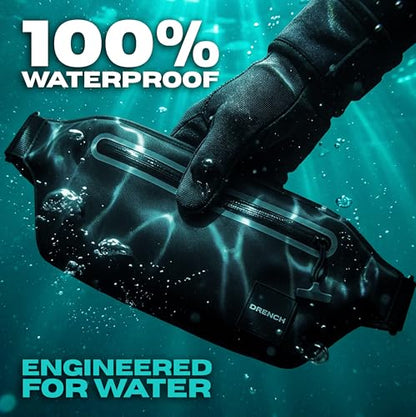Drench 100% Underwater Waterproof Fanny Pack | Submersible Waterproof Phone Pouch & Waist Pack Dry Bag for Swimming, Boating, SUP & Snorkelling | Floating Belt Bag Underwater Phone Case | iPhone - color: Black