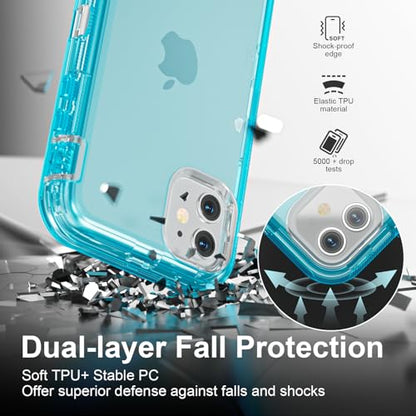 Follaroma for iPhone 11 Case, 6.1 inch, Crystal Blue | Heavy Duty Shockproof Protection Phone Cases, Anti-Drop, Military Grade Dual Layer Transparent Rugged Protective Cover - color: Blue, size: iPhone 11 6.1’