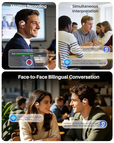 TOZO OpenWear Open Ear Earbuds, AI Translation Real Time 145+ Languages - color: Khaki