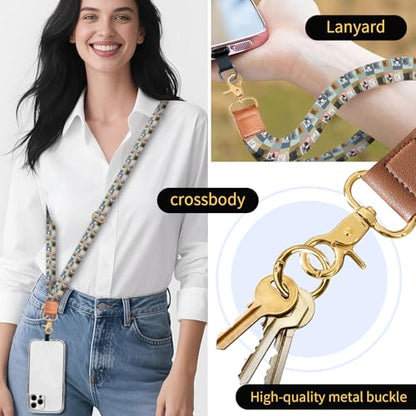 Phone Lanyard Crossbody Wrist Strap, Cute Cell Phone Lanyards for around the Neck Wristlet Wrist Strap - color: Colorful Dogs