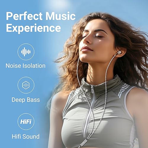 Wired Earbuds, in-Ear Headphones Wired with Pure Bass Sound, Noise Isolating 3.5mm Headphones Earbuds Cord, Lightweight Cord Earphones for Samsung,iPhone, Laptop,Tablet, MP3 and Other 3.5mm Devices