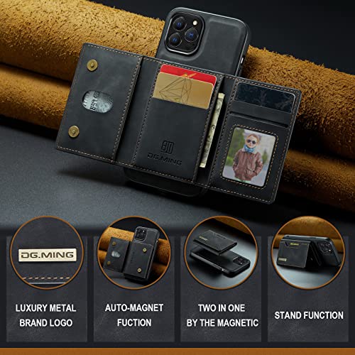 Leather Wallet Phone Cases Compatible with iPhone 14 Pro Max Case with Card Holder Men 6.7'' 2 in 1 Detachable Back Cover (Black,IP 14 Pro Max) - color: Black, size: IP 14 Pro Max