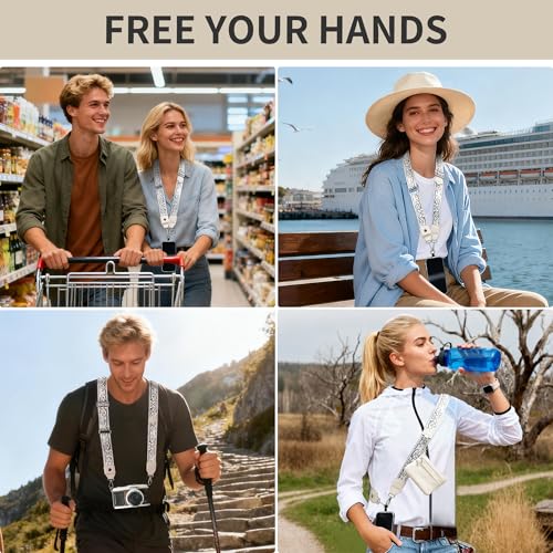 2pcs Clip and Go Strap for Phone with Wallet Crossbody Strap with Pouch - color: Beige+black