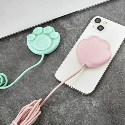 Pink Cat Paw Wireless Charger - 15W Fast Charging for iPhone & Samsung, for Cat Lovers, Best Friends & Teens (Adorable Design)(No AC Adapter) (Pink) - color: Pink
