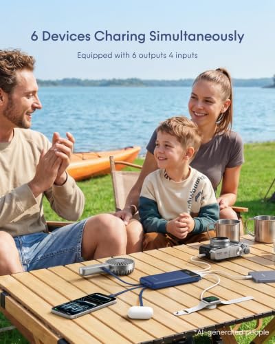 charmast Portable Charger Fast Charging,Built-in 4 Cables,6 Outs & 4 Inputs - color: Navyblue