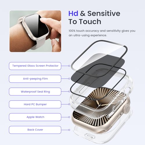 Goton Privacy Waterproof Case for Apple Watch Series 11/10 46mm - color: Clear, size: 46mm