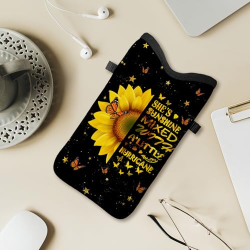 Cell Phone Sleeve Pouch with Adjustable Strap - Sunflower - color: Sunflower