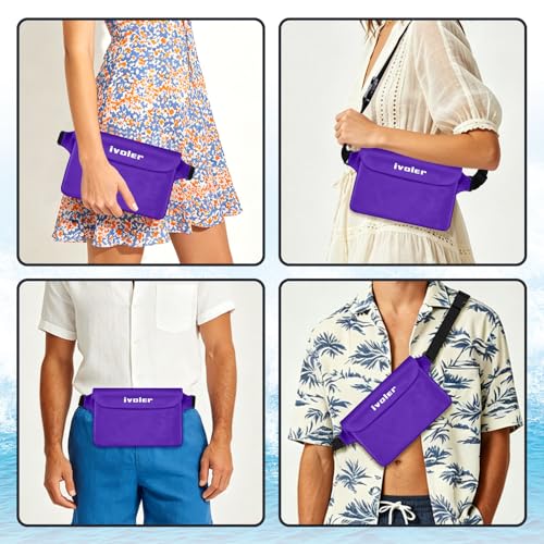 ivoler 2-Pack Waterproof Fanny Pack & Phone Pouch, Dry Bag for Passport, Phone & Wallet, Floating Waterproof Phone Case for Beach, Swimming, Kayaking, Boating, Cruise Essentials & Travel - color: Deep Purple