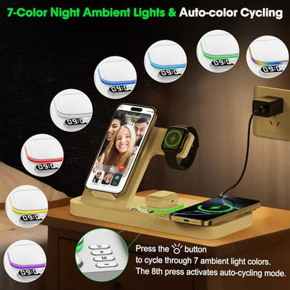 Dual Phone Foldable Wireless Charging Station for Apple, Couple&Family Use - color: White