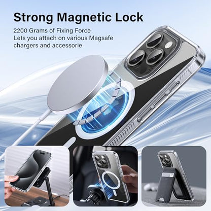Supdeal Magnetic Clear Case for iPhone 15 Pro Max, [Compatible with MagSafe] [Non Slip Bumper & Not Yellowing] Military Grade Shockproof Transparent Silicone Phone Cover, 6.7", Transparent - color: Transparent, size: iPhone 15 Pro Max