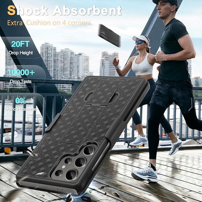 Fingic for Samsung Galaxy S25 Ultra Case with Belt Clip Holster Kickstand | Slim Combo Shell with Swivel Holster Rugged Shockproof Antiscratch Full Body Protective for Galaxy S25 Ultra 6.9" 2025,Black - size: For Samsung Galaxy S25 Ultra(6.9 inch 2025）