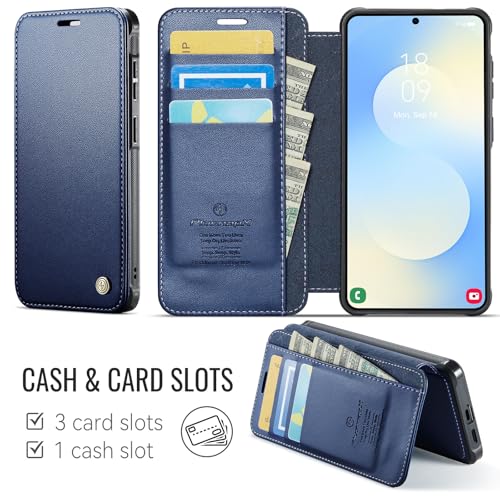 for Galaxy S25 Plus Slim Wallet Case Wireless Charging, Deep Blue - color: Deep Blue, size: Samsung Galaxy S25 Plus