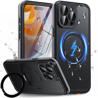 Oterkin Magnetic Stand for iPhone 15 Pro Max Case Waterproof IP68, Black - color: Black, size: iPhone 15 Pro Max 6.9''