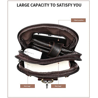 Cell Phone Shoulder Bag Leather Men, Waterproof Phone Waist Bag Messenger Bag Crossbody Purse with Belt Loop Wallet Case - color: Coffee