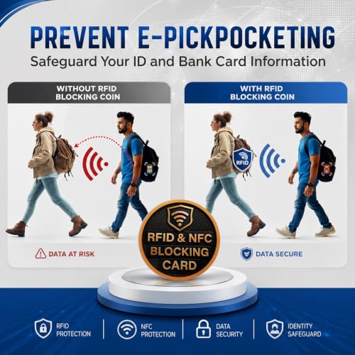 SaiTech IT 5 Pack Round Shape RFID Blocking Card for Credit Card, Black | Slim Anti-Theft Contactless NFC RFID Blocker Protector, Easily Fit into Wallet and Purse, for Men & Women - color: Black - Round