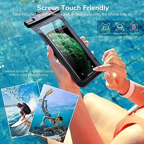 SYNCWIRE Waterproof Phone Pouch IPX8 Beach Cruise Travel Essentials 2 Pack | Cell Phone Dry Bag, Waterproof Phone Case for iPhone Samsung, Touch Screen, Adjustable Lanyard, UP to 7 Inches - color: Black+Green